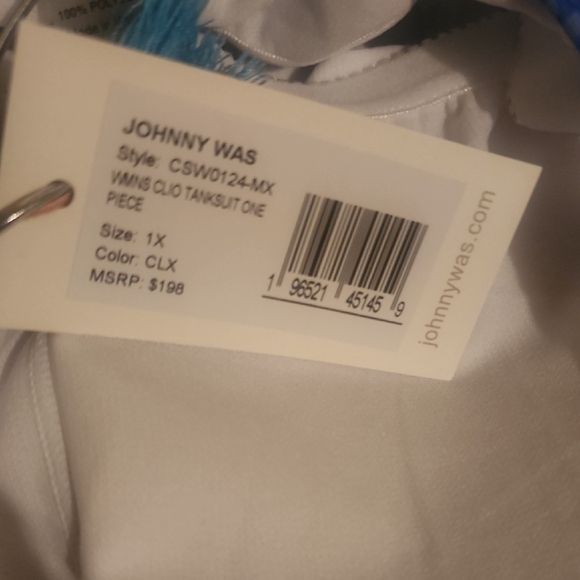 Johnny Was Blue and White Floral Clio Tanksuit One Piece Swimsuit Size 1X - Picture 6 of 6